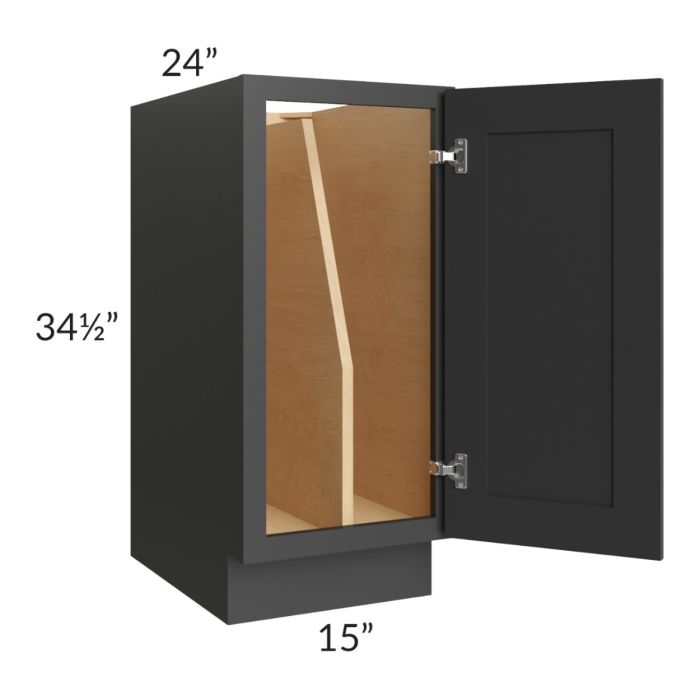Madison Black Shaker 15" Full Height Door Tray Divider Base Cabinet