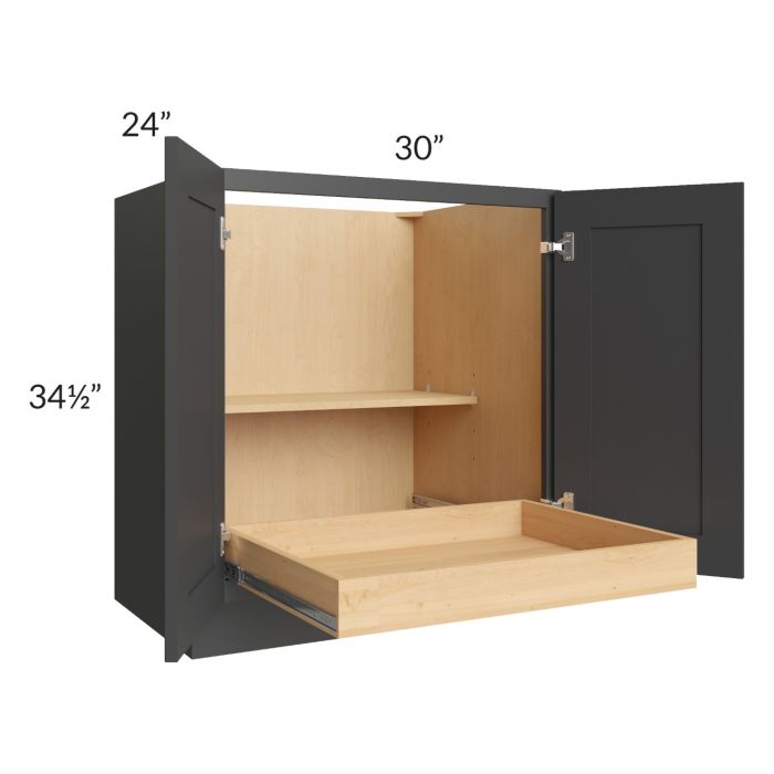 Madison Black Shaker 30" Full Height Base Cabinet with 1 Rollout Tray