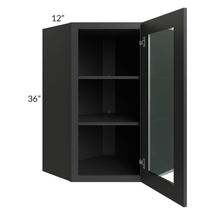 Madison Black Shaker 24x36 Wall Diagonal Corner Cabinet (Prepped for Glass Doors)