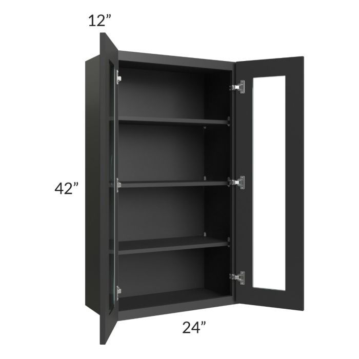 Madison Black Shaker 24x42 Wall Glass Door Cabinet (Prepped for Glass Doors)
