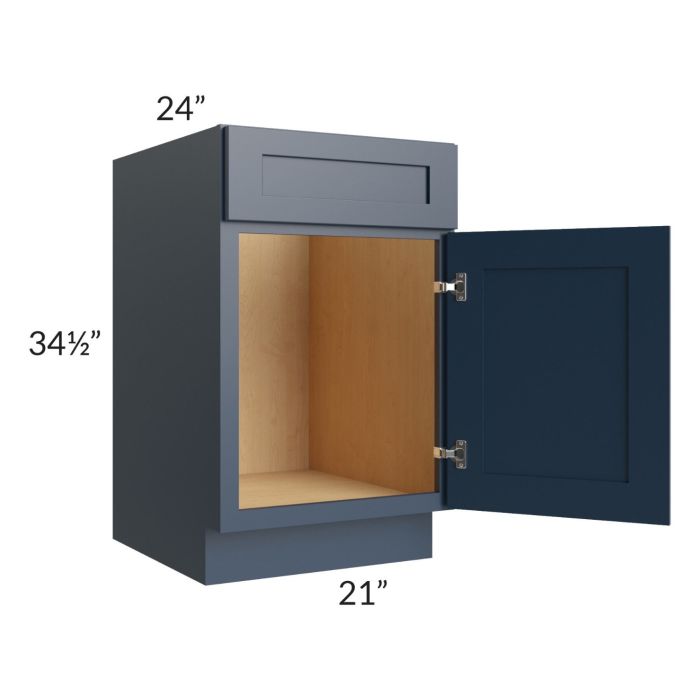 Midtown Blue Shaker 21" Sink Base Cabinet