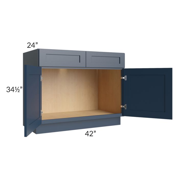 Midtown Blue Shaker 42" Sink Base Cabinet