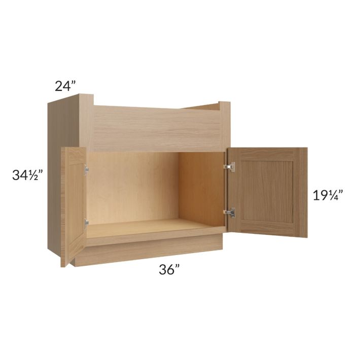 Asheville Rift Oak Shaker 36" Farm Sink Base Cabinet