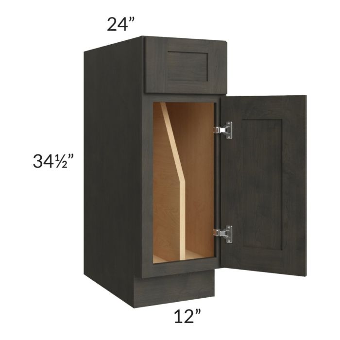 Charcoal Grey Shaker 12" Tray Divider Base Cabinet