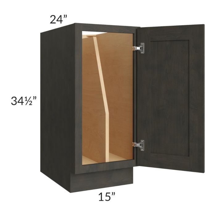 Charcoal Grey Shaker 15" Full Height Door Tray Divider Base Cabinet