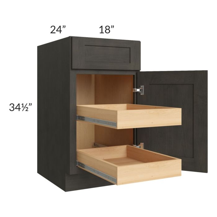 Charcoal Grey Shaker 18" Base Cabinet with 2 Rollout Trays