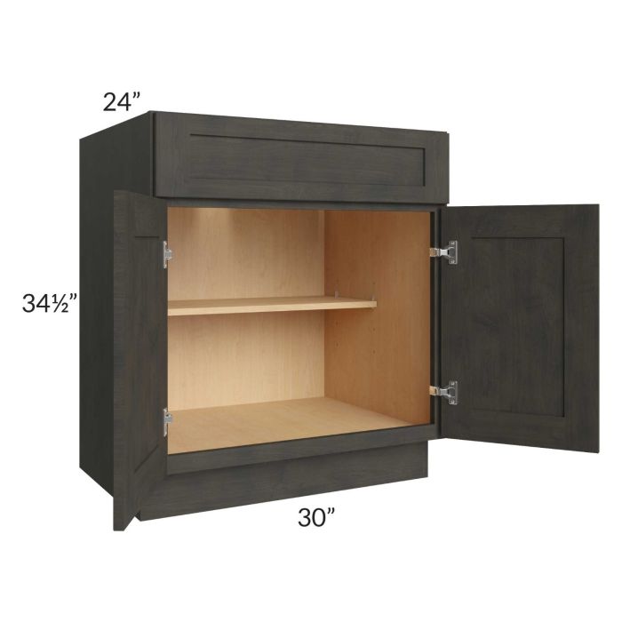 Charcoal Grey Shaker 30" Base Cabinet (1 drawer) 