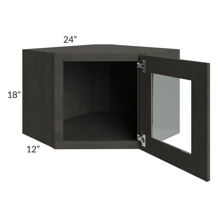 Charcoal Grey Shaker 24x18 Decorative Wall Diagonal Corner Cabinet