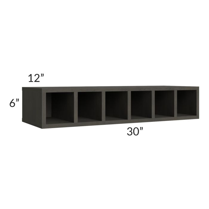 Charcoal Grey Shaker 30x6 Wine Cubby Wall Cabinet