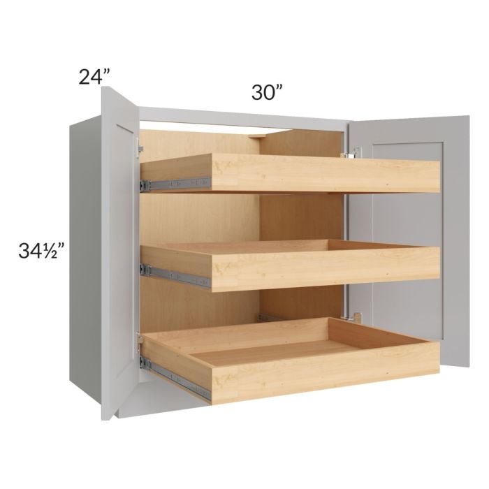 Stone Shaker 30" Full Height Base Cabinet with 3 Rollout Trays