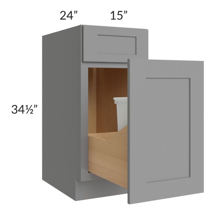 Graphite Grey Shaker 15" Base Cabinet with Single Trashcan Pullout