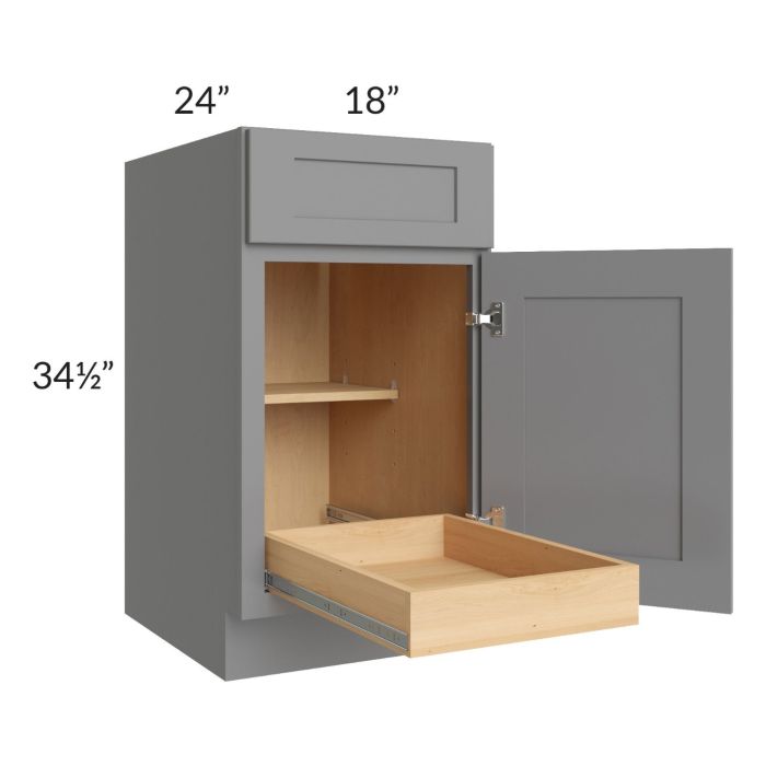 Graphite Grey Shaker 18" Base Cabinet with 1 Rollout Tray