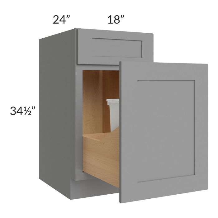 Graphite Grey Shaker 18" Base Cabinet with Double Trashcan Pullout