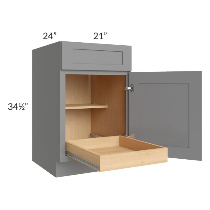 Graphite Grey Shaker 21" Base Cabinet with 1 Rollout Tray