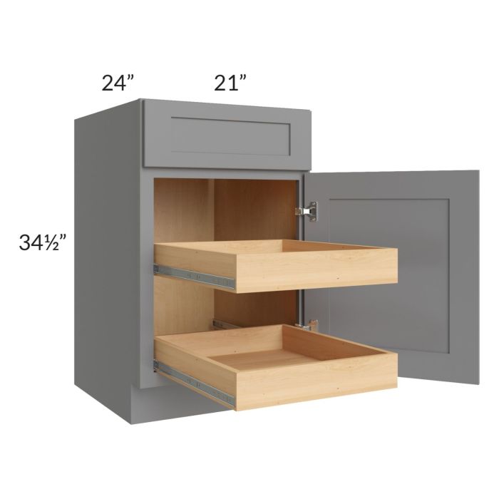 Graphite Grey Shaker 21" Base Cabinet with 2 Rollout Trays