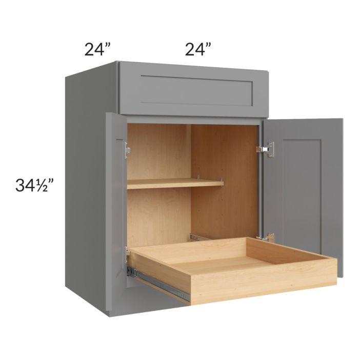 Graphite Grey Shaker 24" Base Cabinet with 1 Rollout Tray