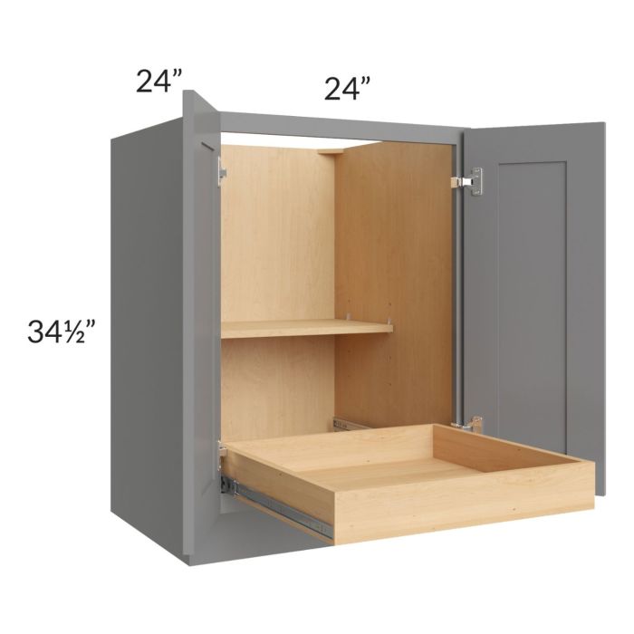 Graphite Grey Shaker 24" Full Height Base Cabinet with 1 Rollout Tray