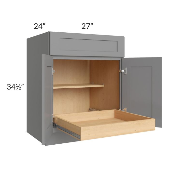 Graphite Grey Shaker 27" Base Cabinet with 1 Rollout Tray