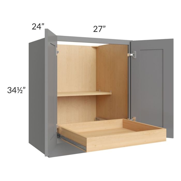 Graphite Grey Shaker 27" Full Height Base Cabinet with 1 Rollout Tray