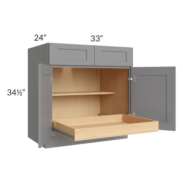 Graphite Grey Shaker 33" Base Cabinet with 1 Rollout Tray