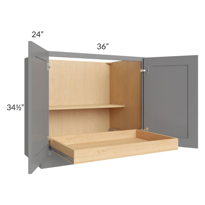 Graphite Grey Shaker 36" Full Height Base Cabinet with 1 Rollout Tray