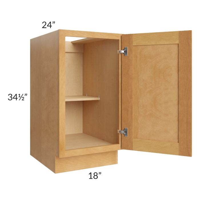 Madison Honey Shaker 18" Full Height Door Base Cabinet
