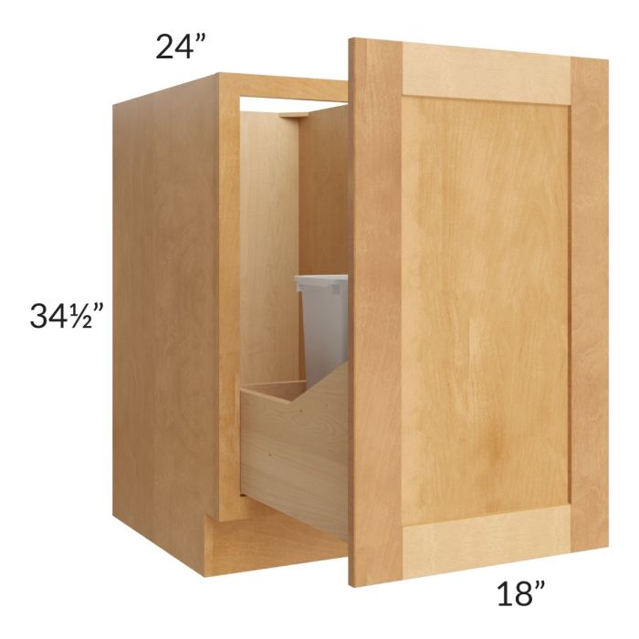 Madison Honey Shaker 18" Full Height Door Base Cabinet with Double Trashcan Pullout