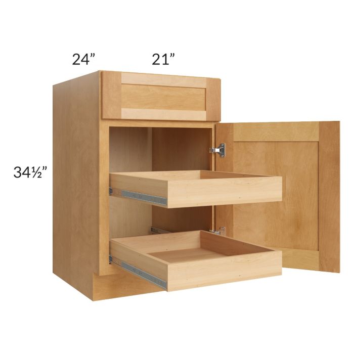Madison Honey Shaker 21" Base Cabinet with 2 Rollout Trays