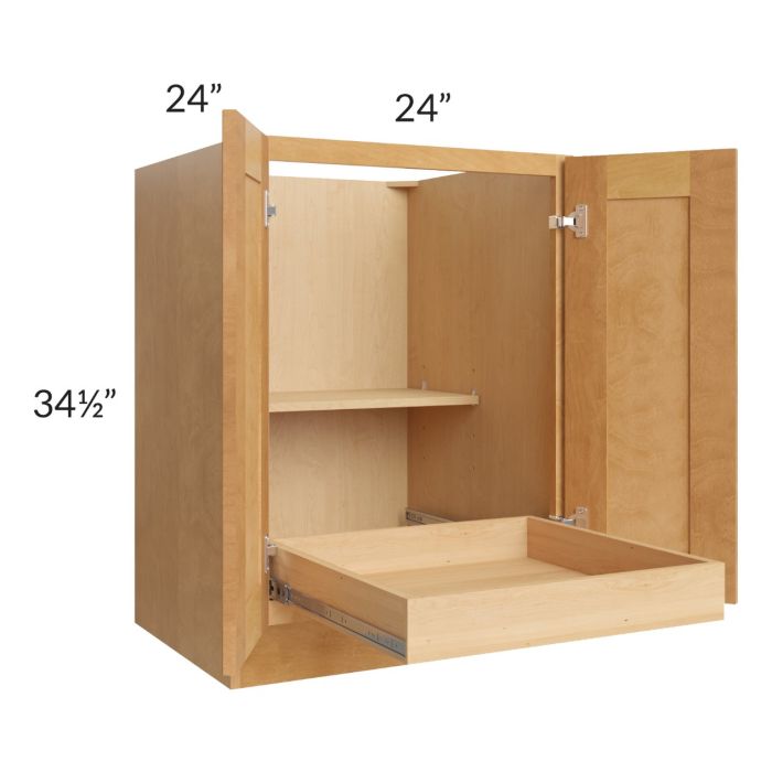 Madison Honey Shaker 24" Full Height Base Cabinet with 1 Rollout Tray