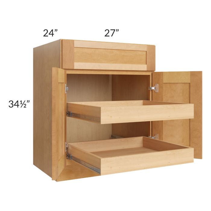 Madison Honey Shaker 27" Base Cabinet with 2 Rollout Trays