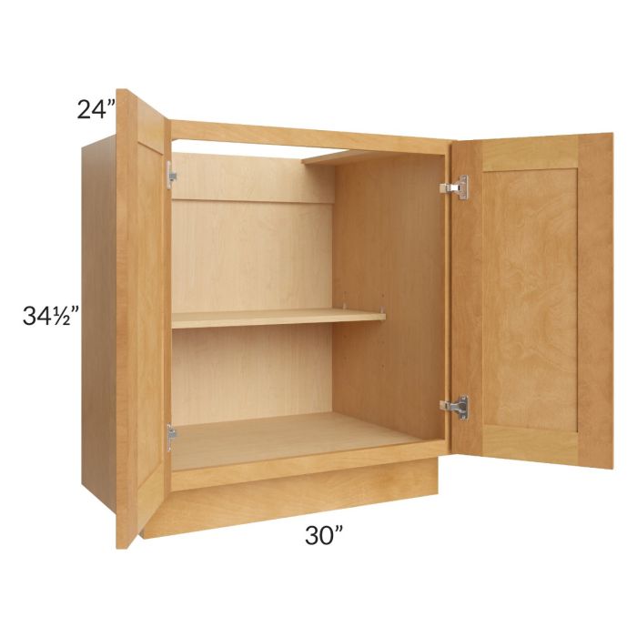 Madison Honey Shaker 30" Full Height Door Base Cabinet
