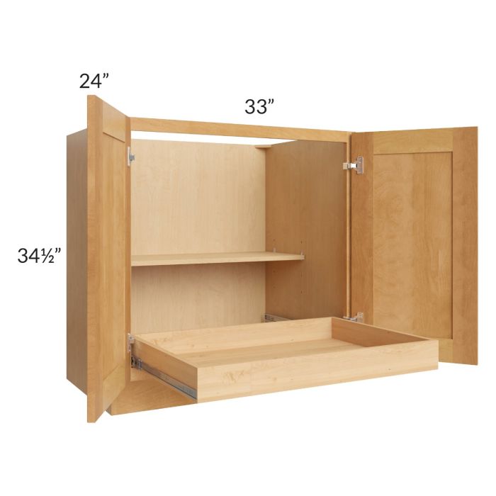 Madison Honey Shaker 33" Full Height Base Cabinet with 1 Rollout Tray