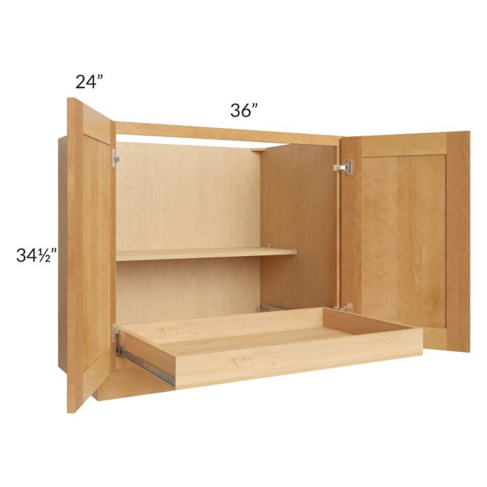 Madison Honey Shaker 36" Full Height Base Cabinet with 1 Rollout Tray