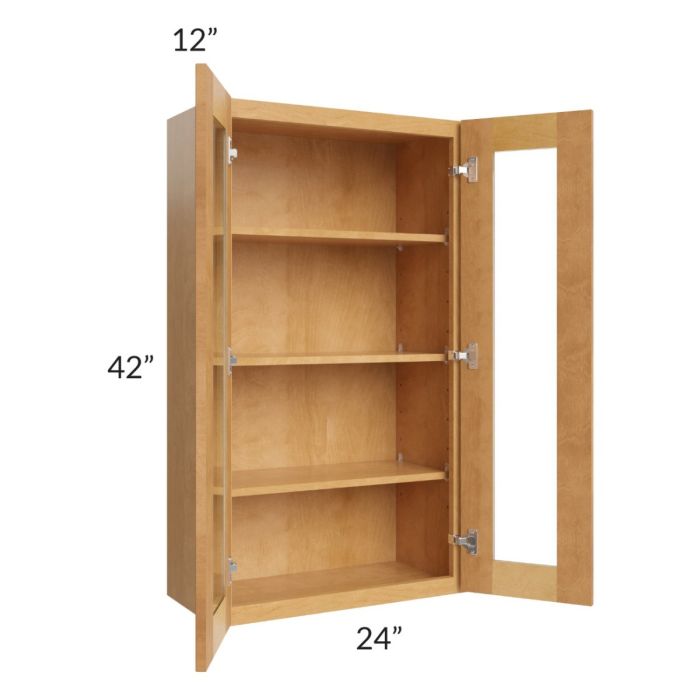 Madison Honey Shaker 24x42 Wall Glass Door Cabinet (Prepped for Glass Doors)