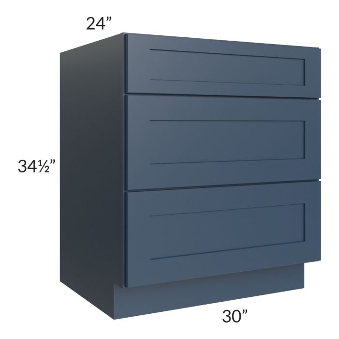 Madison Navy Shaker 30" 3-Drawer Base Cabinet