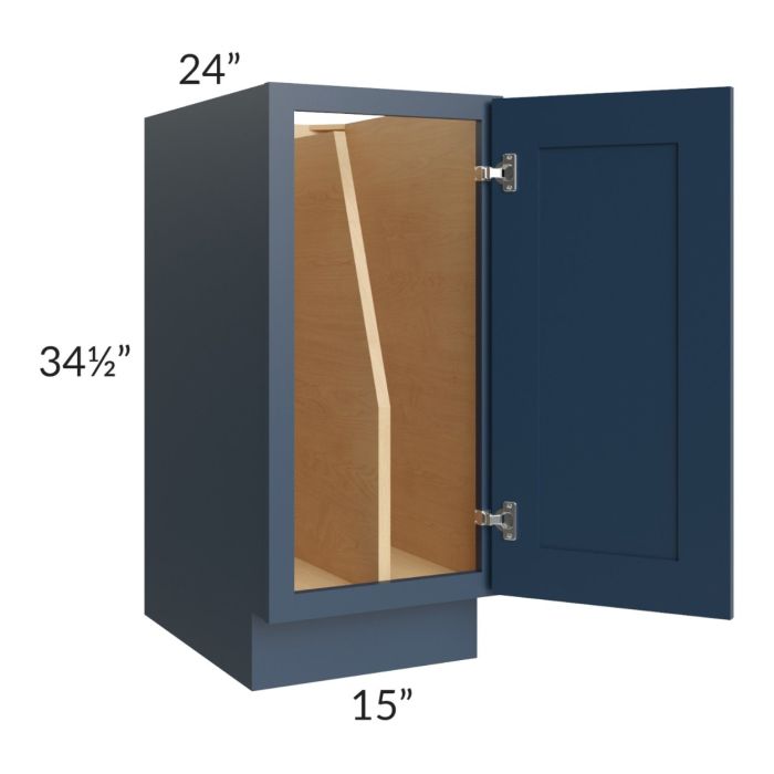 Madison Navy Shaker 15" Full Height Door Tray Divider Base Cabinet