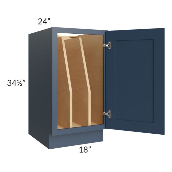 Madison Navy Shaker 18" Full Height Door Tray Divider Base Cabinet