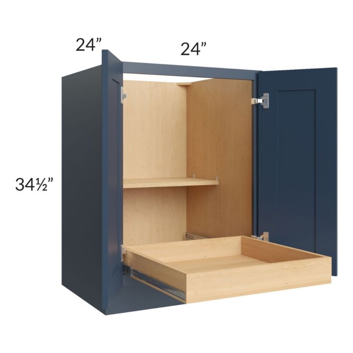 Madison Navy Shaker 24" Full Height Base Cabinet with 1 Rollout Tray