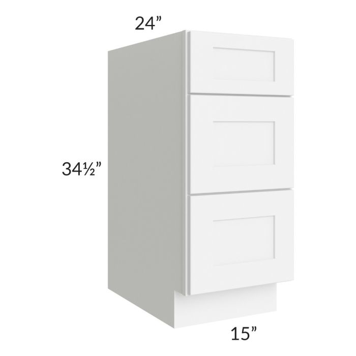 Royal White Shaker 15" 3-Drawer Base Cabinet