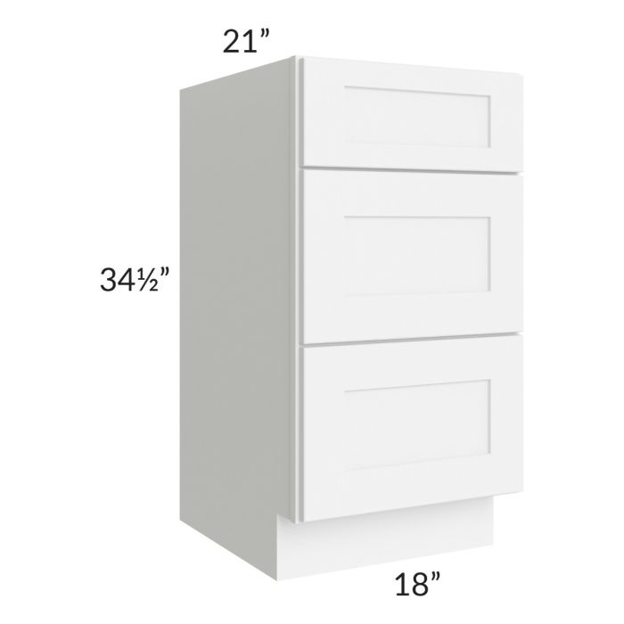 Royal White Shaker 18" Vanity Drawer Base Cabinet