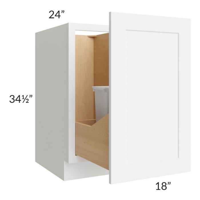 Brilliant White Shaker 18" Full Height Door Base Cabinet with Double Trashcan Pullout