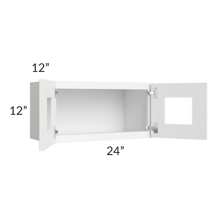 Royal White Shaker 24x12 Glass Door Wall Cabinet