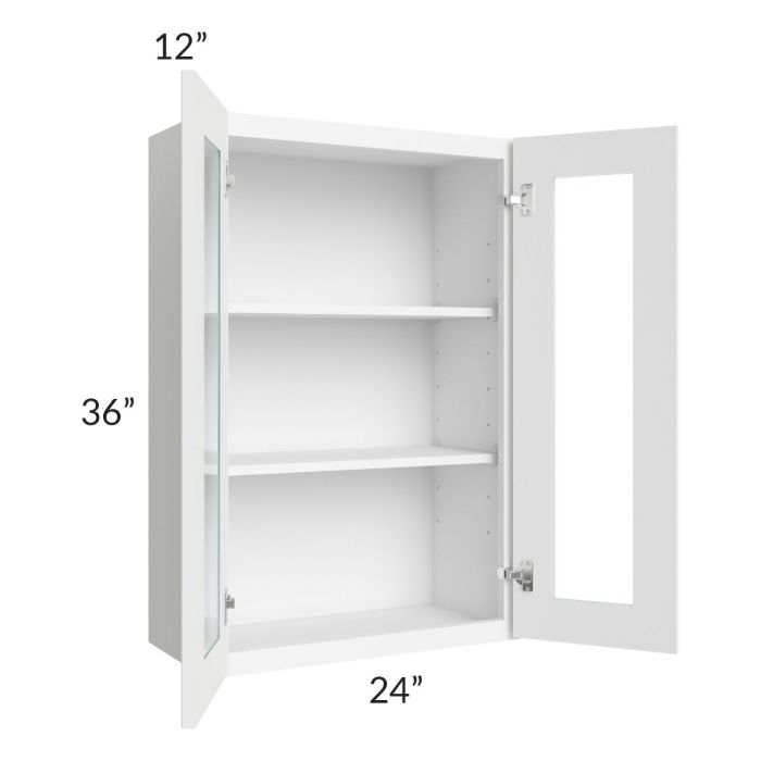 Royal White Shaker 24x36 Glass Door Wall Cabinet