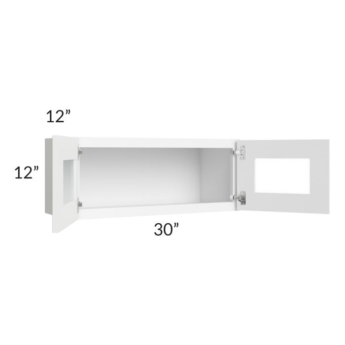 Royal White Shaker 30x12 Glass Door Wall Cabinet