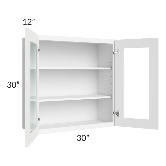 Royal White Shaker 30x30 Glass Door Wall Cabinet