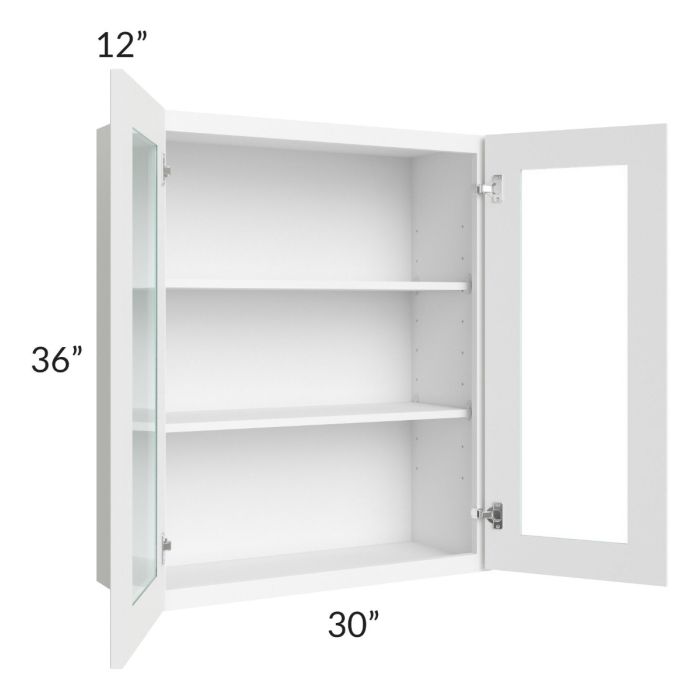 Royal White Shaker 30x36 Glass Door Wall Cabinet