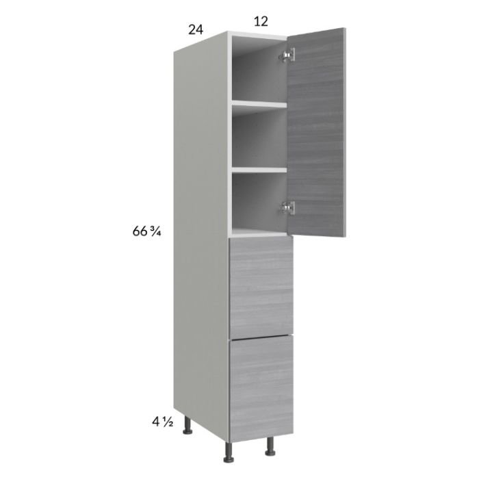 Euro Grey 12x71-1/4 Utility Cabinet with 1 Door and 2 Drawers