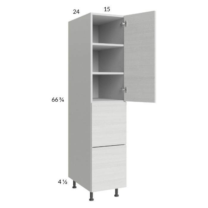 Euro White Grain 15x71-1/4 Utility Cabinet with 1 Door and 2 Drawers
