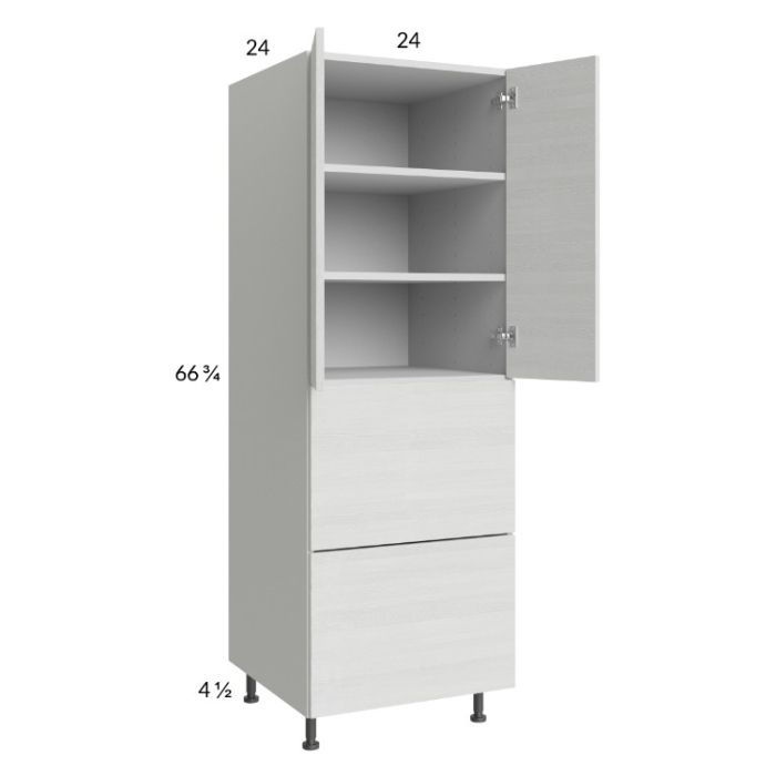 Euro White Grain 24x71-1/4 Utility Cabinet with 2 Door and 2 Drawers