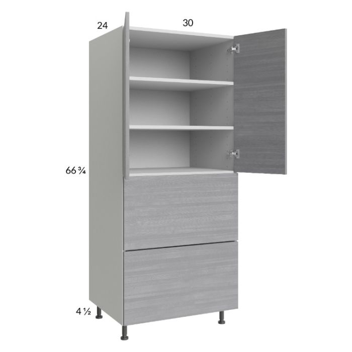Euro Grey 30x71-1/4 Utility Cabinet with 2 Doors and 2 Drawers